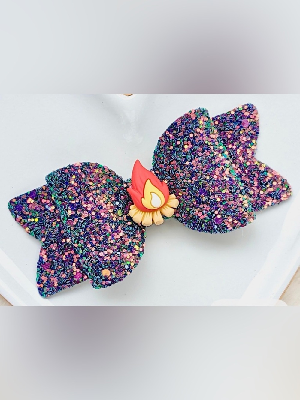 BONFIRE FIRE PIT Camping Glitter Bow